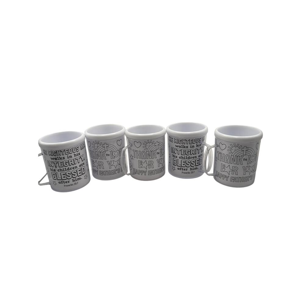 (5) Color your Own Plastic Mugs Father's Day